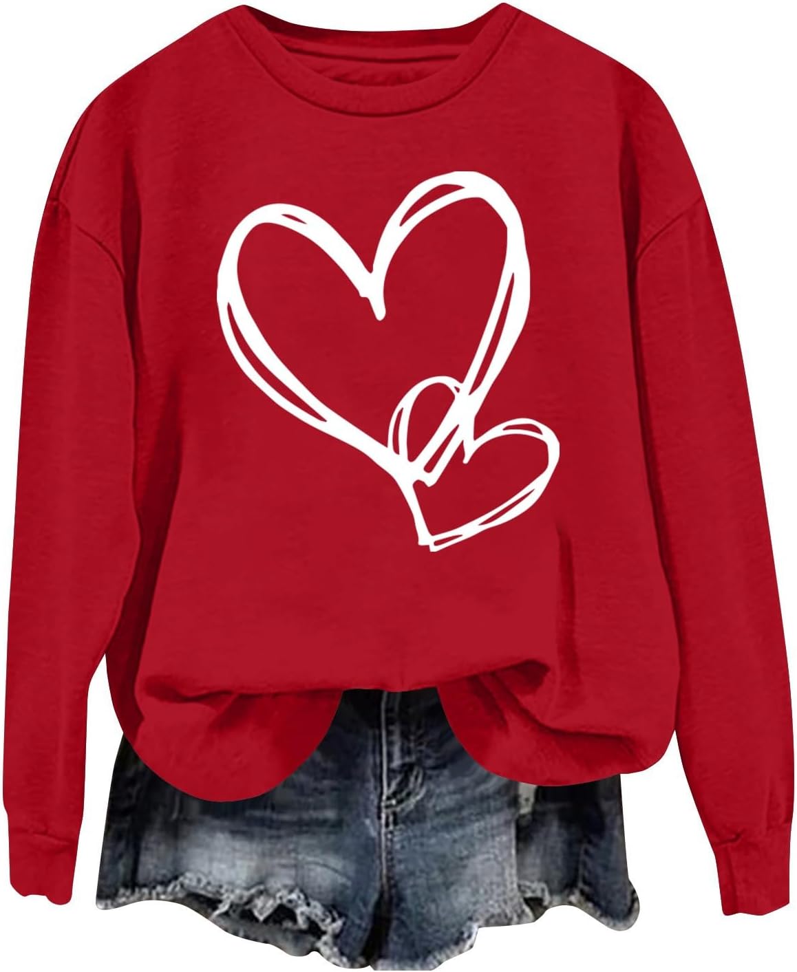 HTHLVMD Valentines Sweatshirts for Women 2026 Oversized Cute Love Heart Sweatshirt Valentines Day Long Sleeve Tops for Women - Image 3