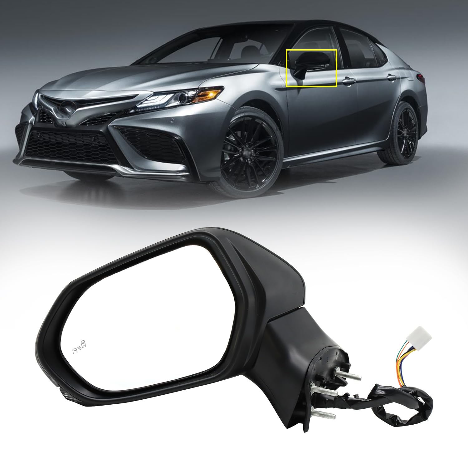 A-Premium Driver Side Power Door Mirror For Toyota Camry 2012-2014 - White, Manual Fold, Non-Heated
