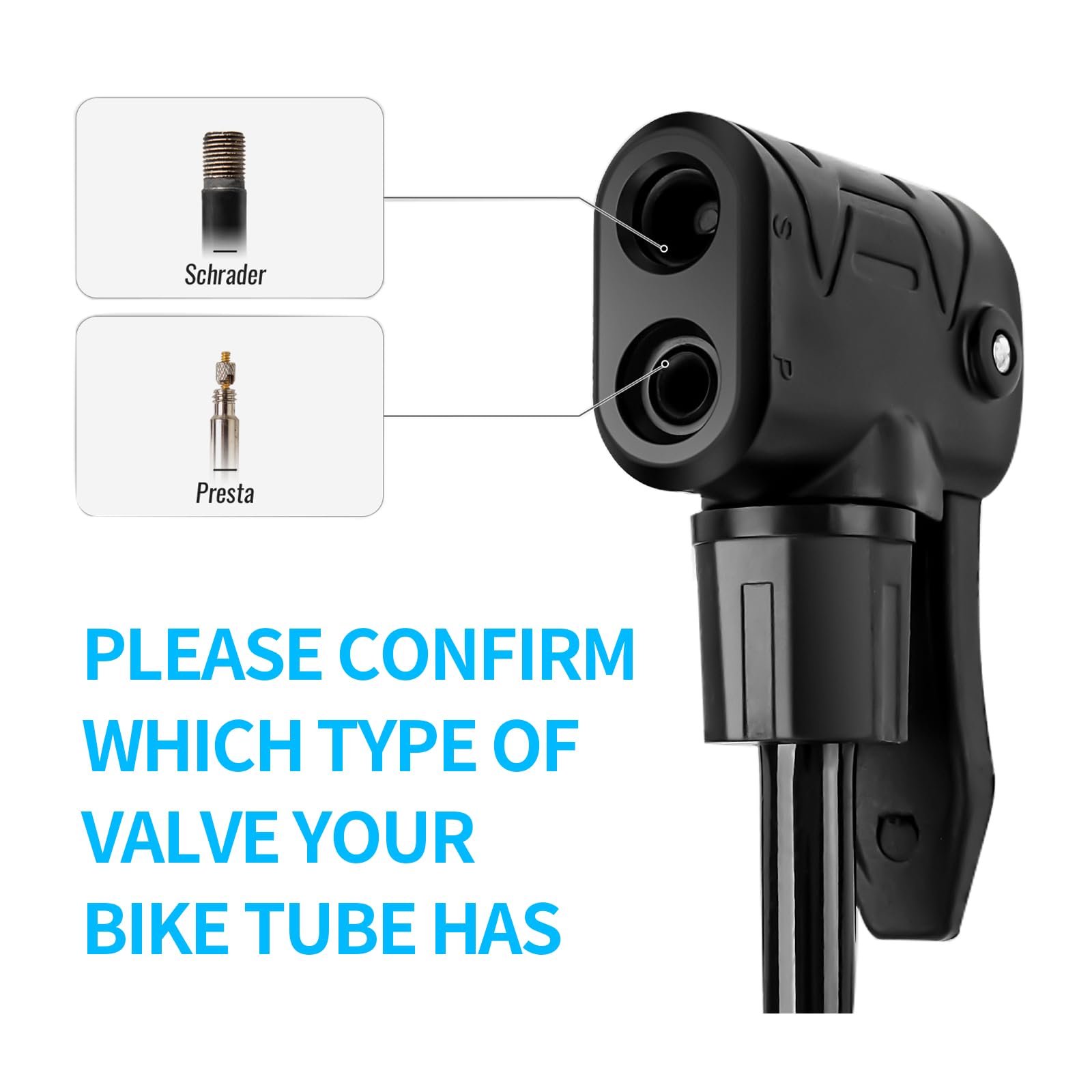 NUWAB Mini Bike Pump, 10 Inch Portable Hand Bicycle Pump, 100PSI, Support Shrader and Presta, Fast Air Out Ball Pump, Work with All Bikes and Balls, Swimming Ring, Come with Ball Needles, Nozzles