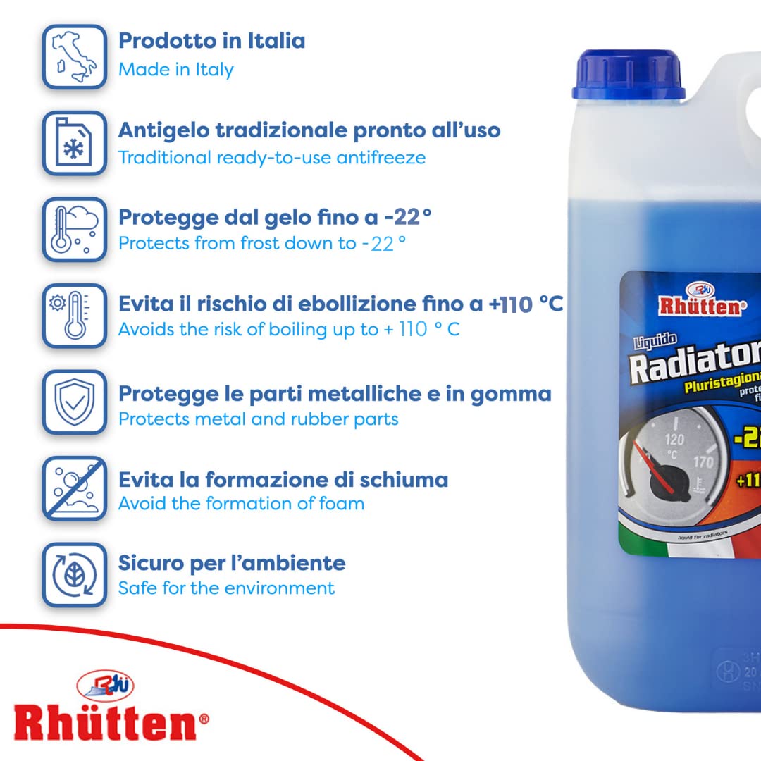 Liquido Radiatori -22°C, Liquido Permanente Tradizionale Blu a Base Glicolica, 5Kg