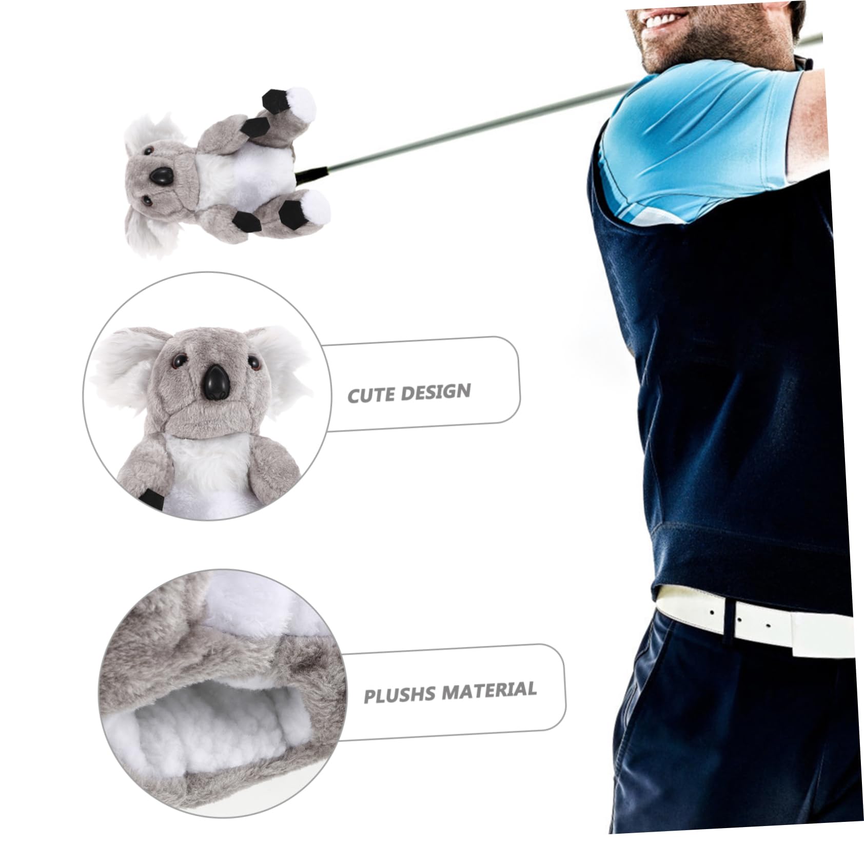 Anneome Funda para Palos de Golf Forma de Animal de Felpa Fácil de Instalar y Quitar Cubierta de Golf Única para Usar