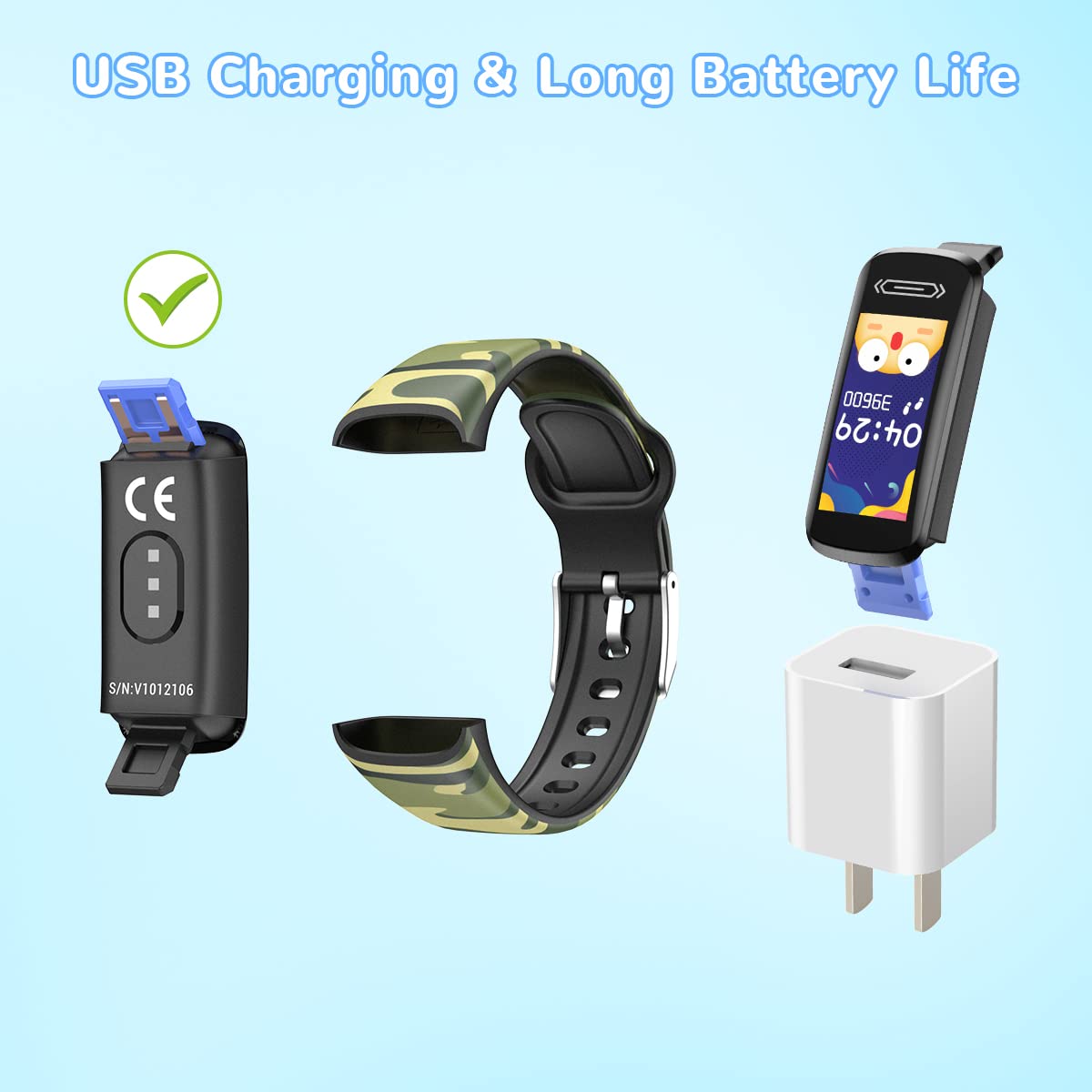 Smartwatch Fitness Orologio Bambini Digitale: Bambino Bambina IP68 Impermeabile Bluetooth Smart Watch Cardiofrequenzimetro da Polso Tracker Contapassi Conta Calorie nuotare sportivo per iOS Android