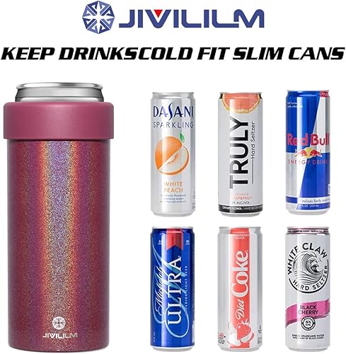 Miniatura 10 de Hielera aislada de acero inoxidable para latas delgadas de 12 onzas, soporte para bebidas delgadas para seltzer duro, cerveza, refrescos y bebidas