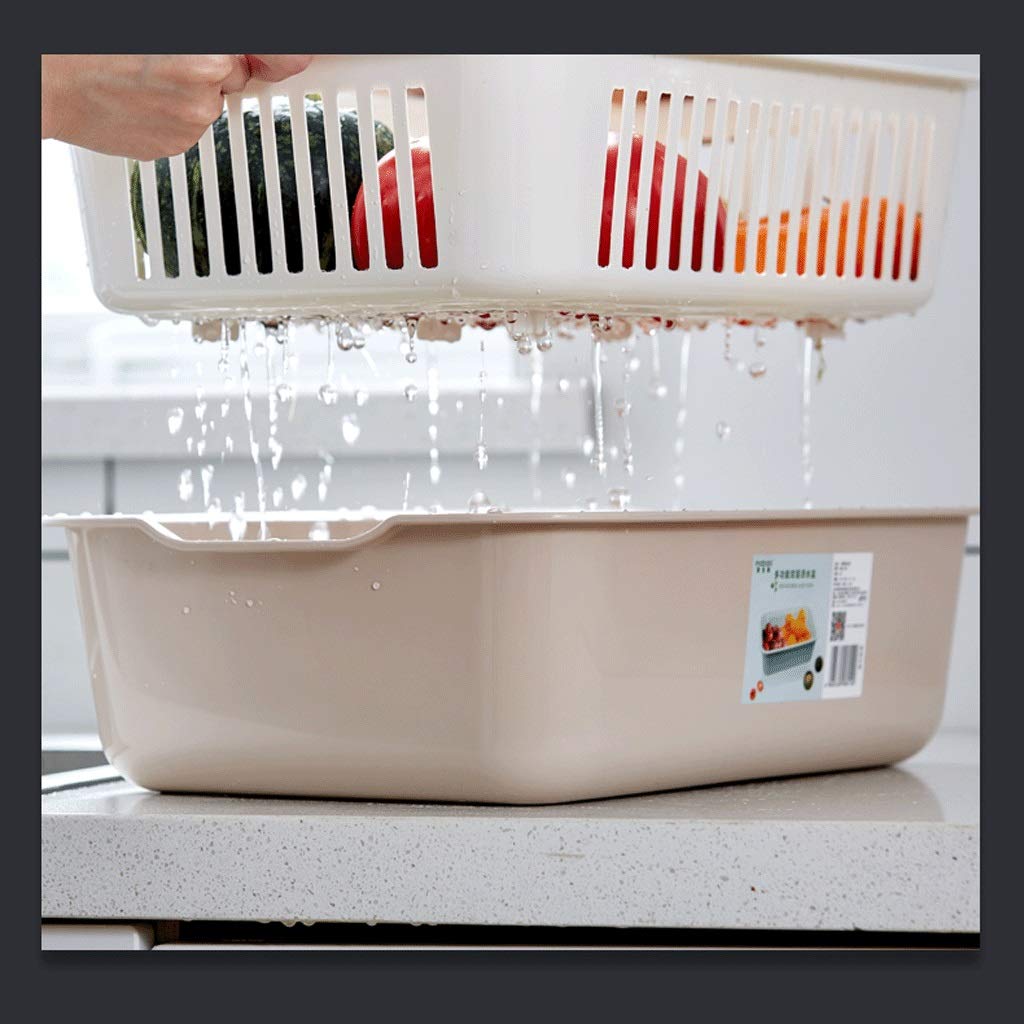Colador 2 en 1 Filtro y Colander plástico Cesta de Drenaje Cuadrado Cesta de hortalizas para el hogar Fregadero Multifuncional de la Cocina con la Mesa y Las Frutas limpias Coladores de Alimentos