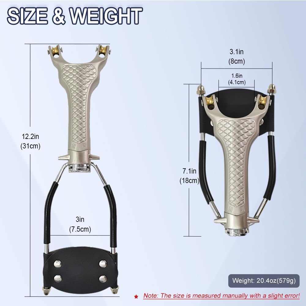 SUFFUSE Wrist Rest Tactical Slingshot for Adults with Pulley, High Speed Aluminum Catapult Slingshot for Fishing and Hunting, Professional Slingshot Set with Rubber Bands