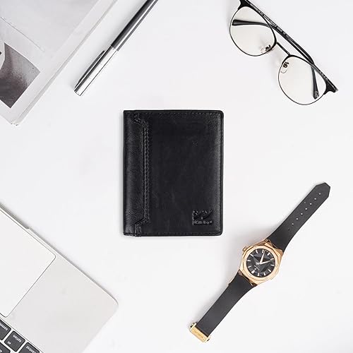 Miniatura 6 de SHINKO Cartera de cuero italiano para hombre, portatarjetas de cuero genuino Vachetta billetera larga plegable para hombre, versátil para hombre,