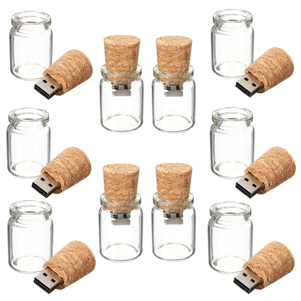10 unidades de memoria USB de botella de deriva de cristal transparente USB 2.0 de 32 GB (USB 3.0 de 32 GB)