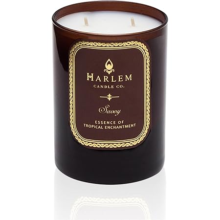 Harlem Candle Company Savoy Luxury Scented Candle, Double Wick, 12 oz Amber Glass Jar, Soy Wax, Gift Box, Scents of Black Currant, Mandarin, Cassis, ...