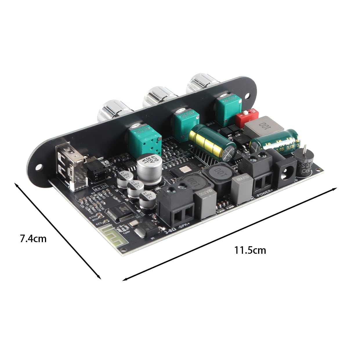 Scheda amplificatore mono ZK-1001U da 100 W con TWS Bluetooth USB AUX per veicoli da 9 a 24 V