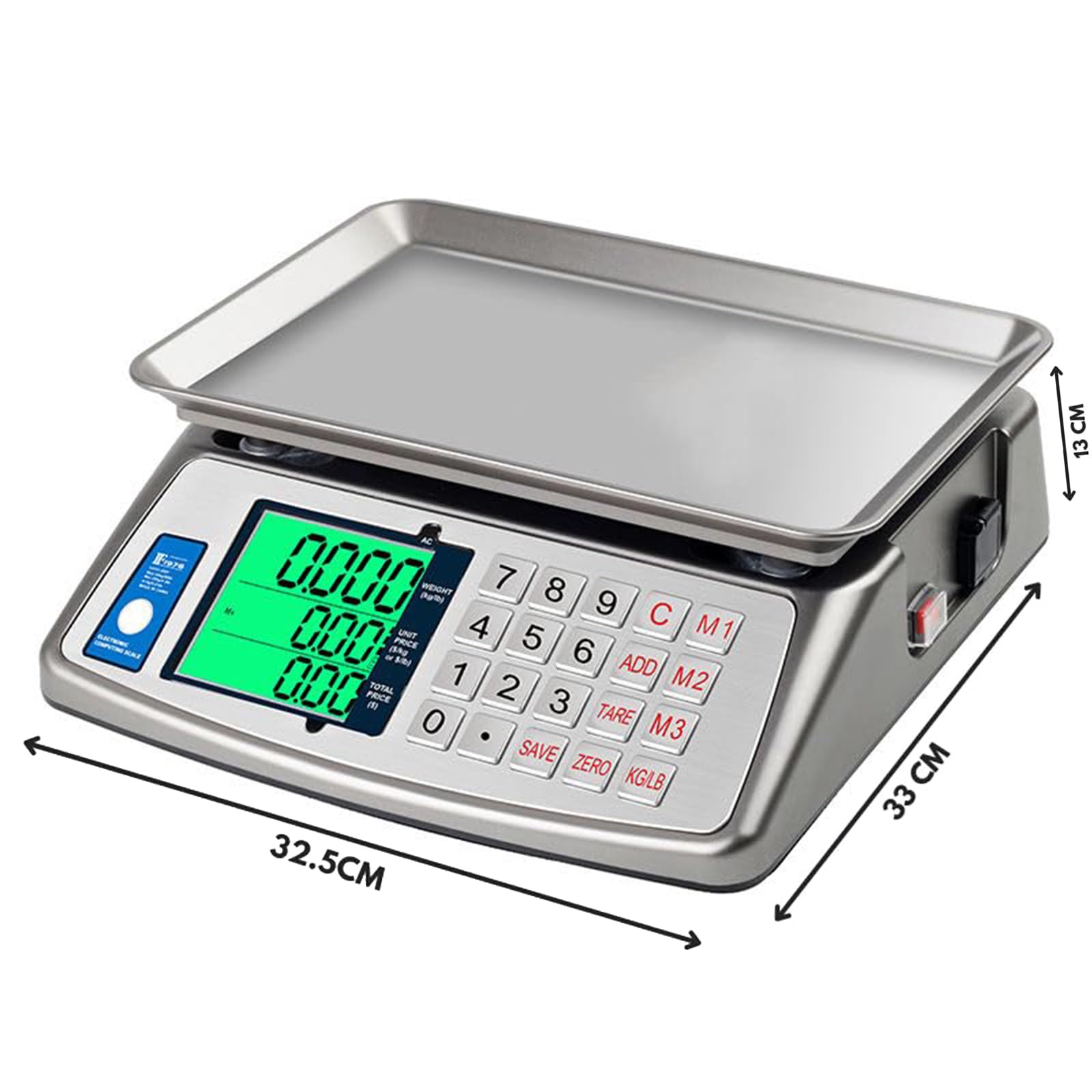 Voltix Báscula profesional para alimentos, 40 kg, báscula digital con pantalla LCD de 5 g a 40 kg, con división de 5 g, alta precisión, para uso doméstico y comercial