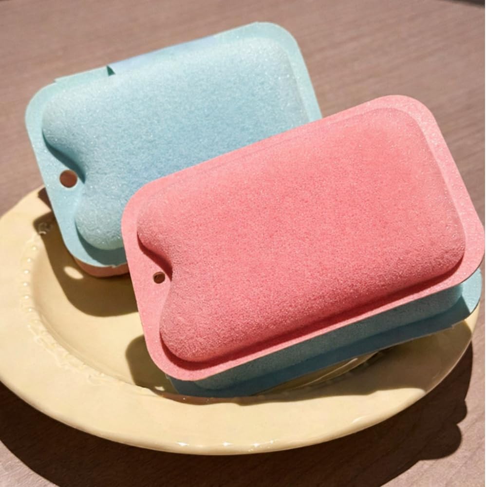microfiber mesh scrubbing sponges 2 pack, non scratch reusable dish scrubber pads for kitchen cleaning, durable silver scrub sponge for dishes cookware countertops.-image-11