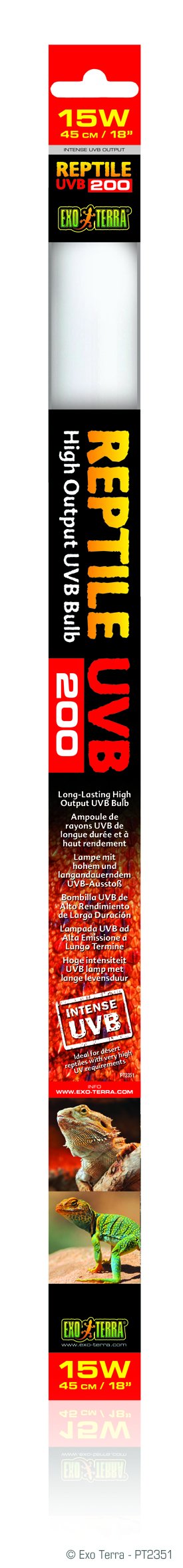 Exo Terra Reptile UVB 200, ideal für Wüstenreptilien, Leuchtstoffröhre T8, 15W, 45cm