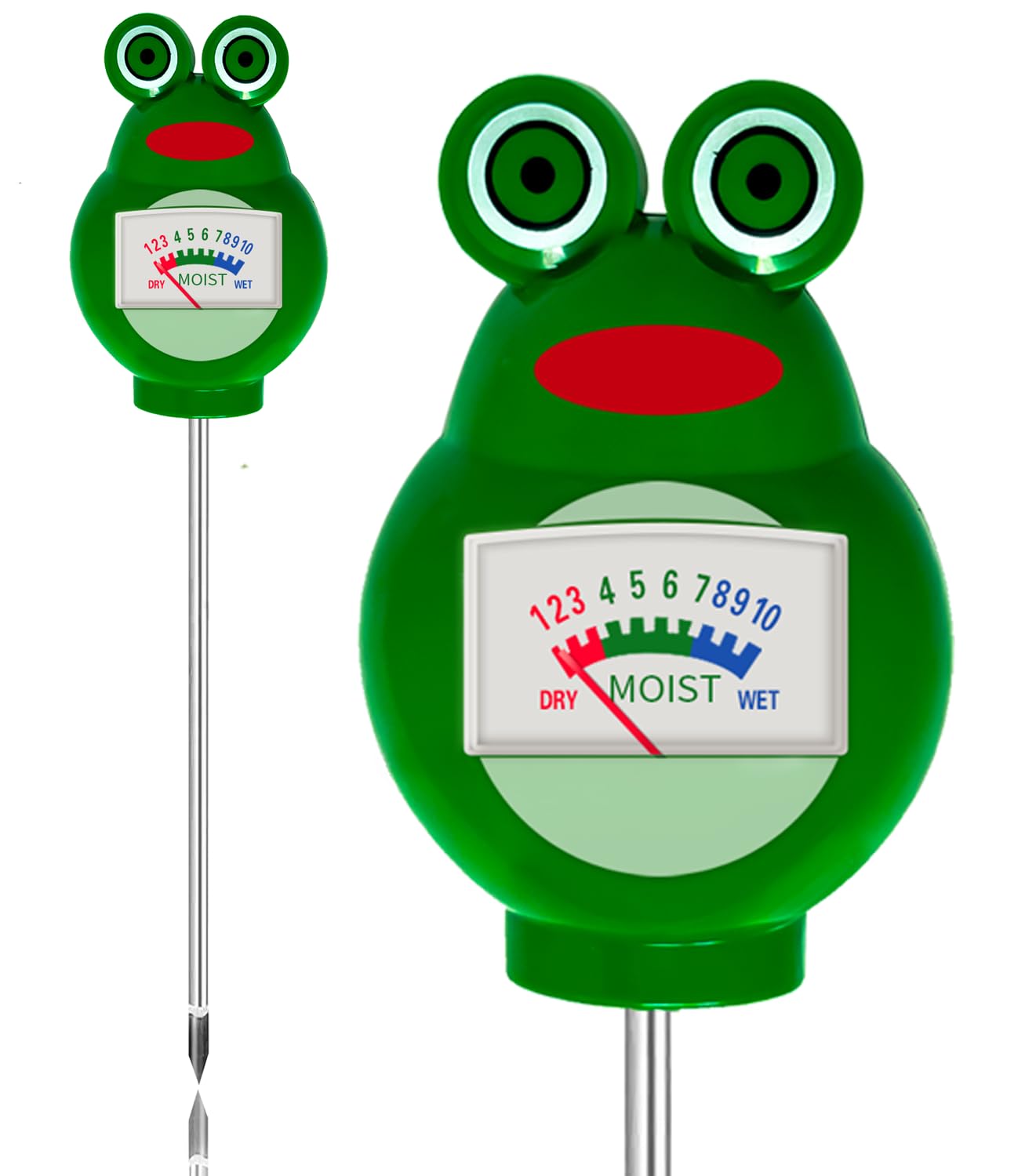 Green Soil Moisture Meter, Soil Moisture Meter, Hygrometer for Garden & Agriculture, Soil Tester, No Batteries Required in Frog, For Indoor and Outdoor Use