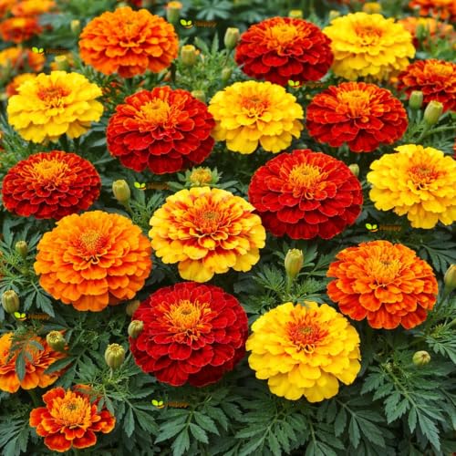 French Marigold Bonita Mix Dwarf Double - 450 Seeds + Plant tag + Freebie (Tagetes patula Nana)
