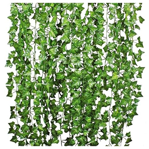 TDas Artificial Ivy Garlands Leaves Greenery Hanging Vine Creeper Plants Bunch for Home Decor maindoor Wall Door Balcony Office Decoration Photos Party Festival Craft -Each 6.7 ft (6 Pcs)