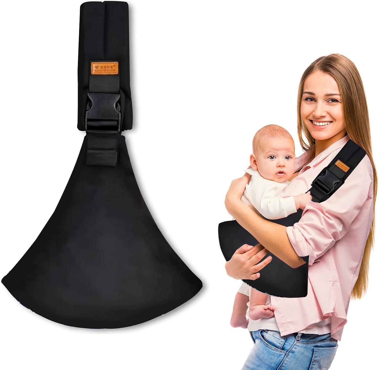Toddler Carrier, Portable Toddler Sling Adjustable Baby Sling Carriers from Newborn Baby Wrap Carrier for Newborn, Infant, Toddler, 0-36 Months (Black)