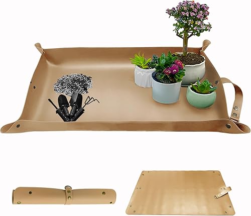 Tapete de cuero para trasplante de plantas, impermeable, tapete de trasplante para suculentas, tapete portátil de jardinería, 30 x 18 pulgadas,