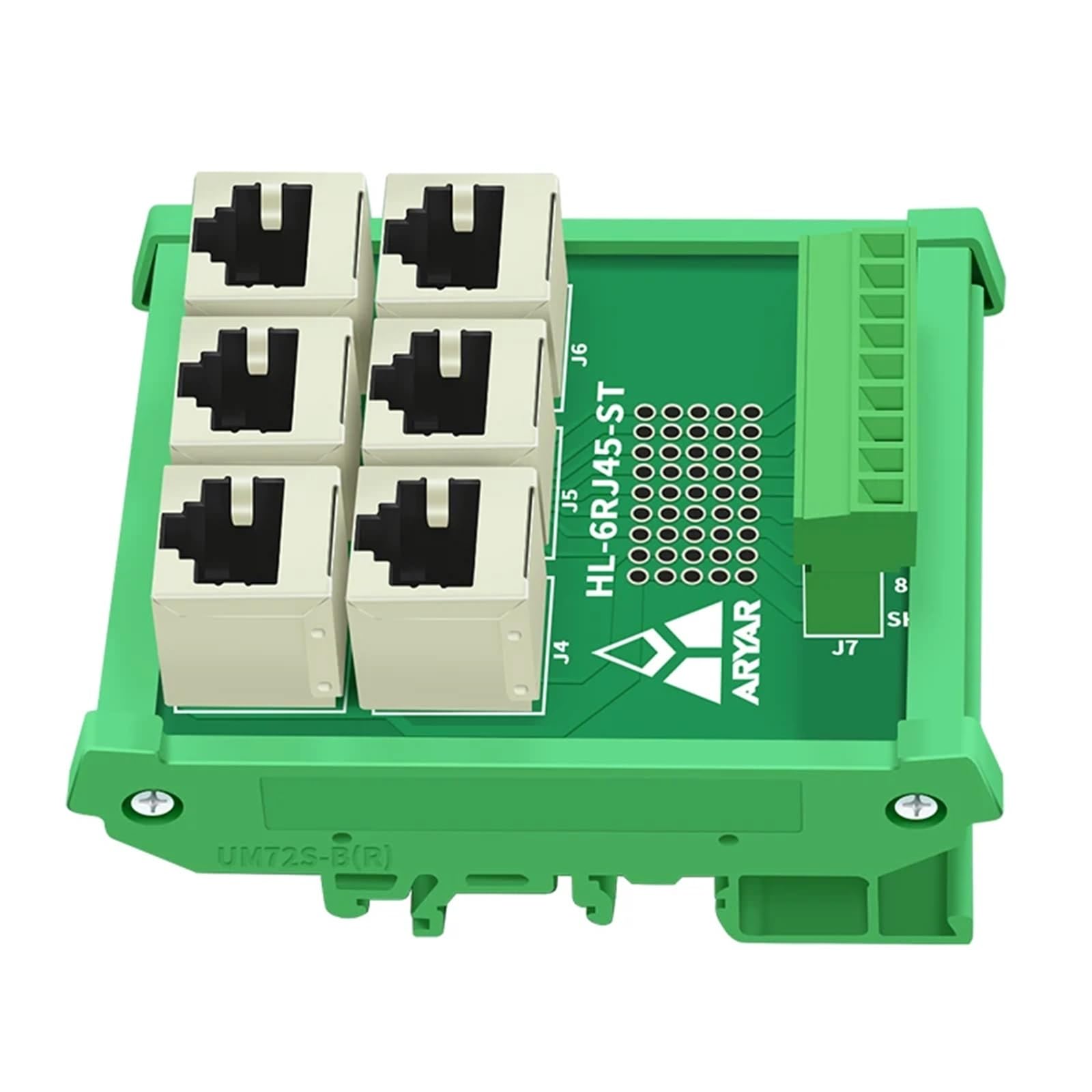 Moduł RJ45 do montażu na szynie DIN, 6-drożna płyta rozdzielcza RJ45 8P8C, listwa zaciskowa, złącze (bez bagażnika)