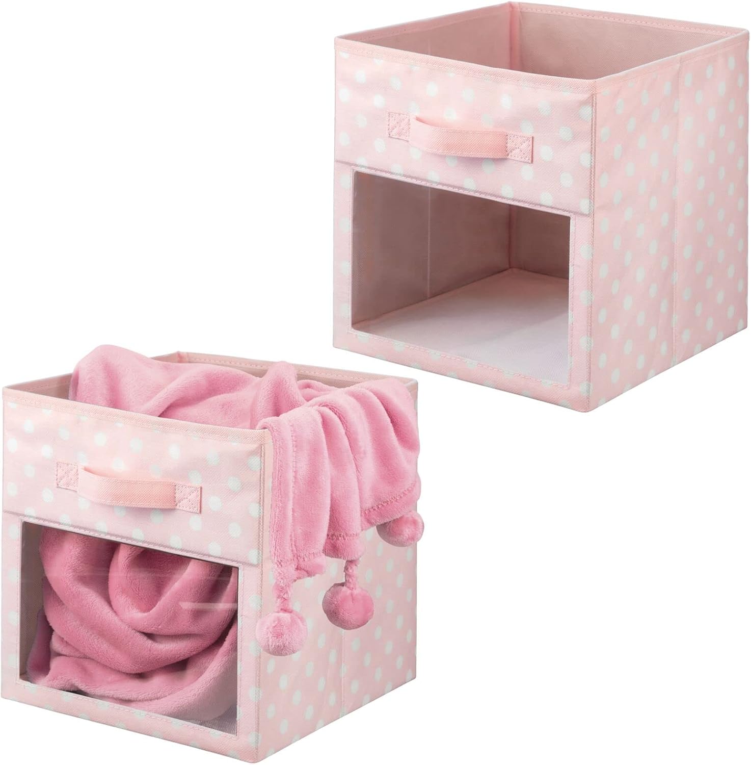mDesign Soft Fabric Closet Storage Organizer Cube Bin Box with EasyView Front