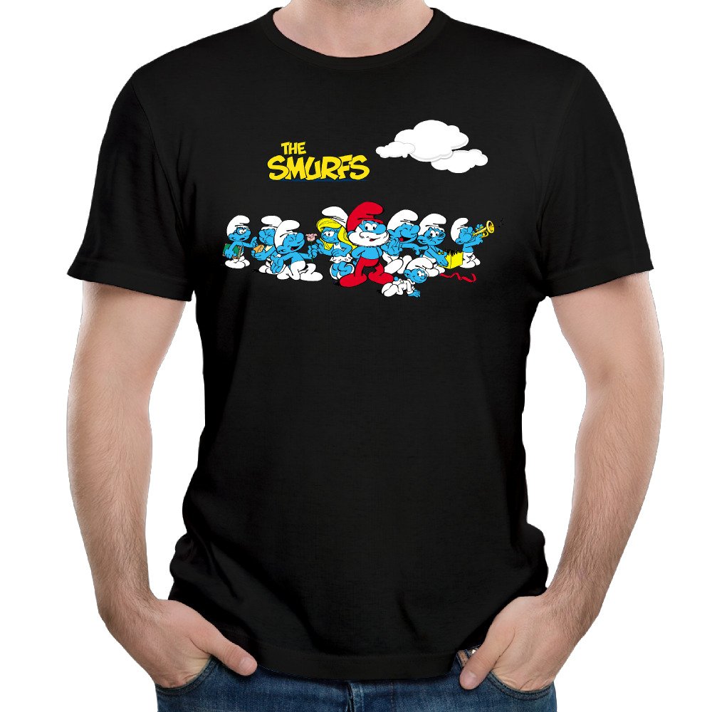 Men's Printed Shirt Smurfs Short Sleeves Tee Black
