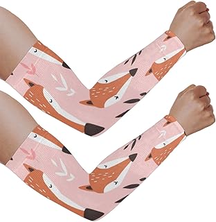 Mangas de braço com proteção solar UV para homens e mulheres, mangas azuis rosa raposa protegem os braços esportes mangas de braço proteção solar mangas de braço capa protetora UV, Raposa