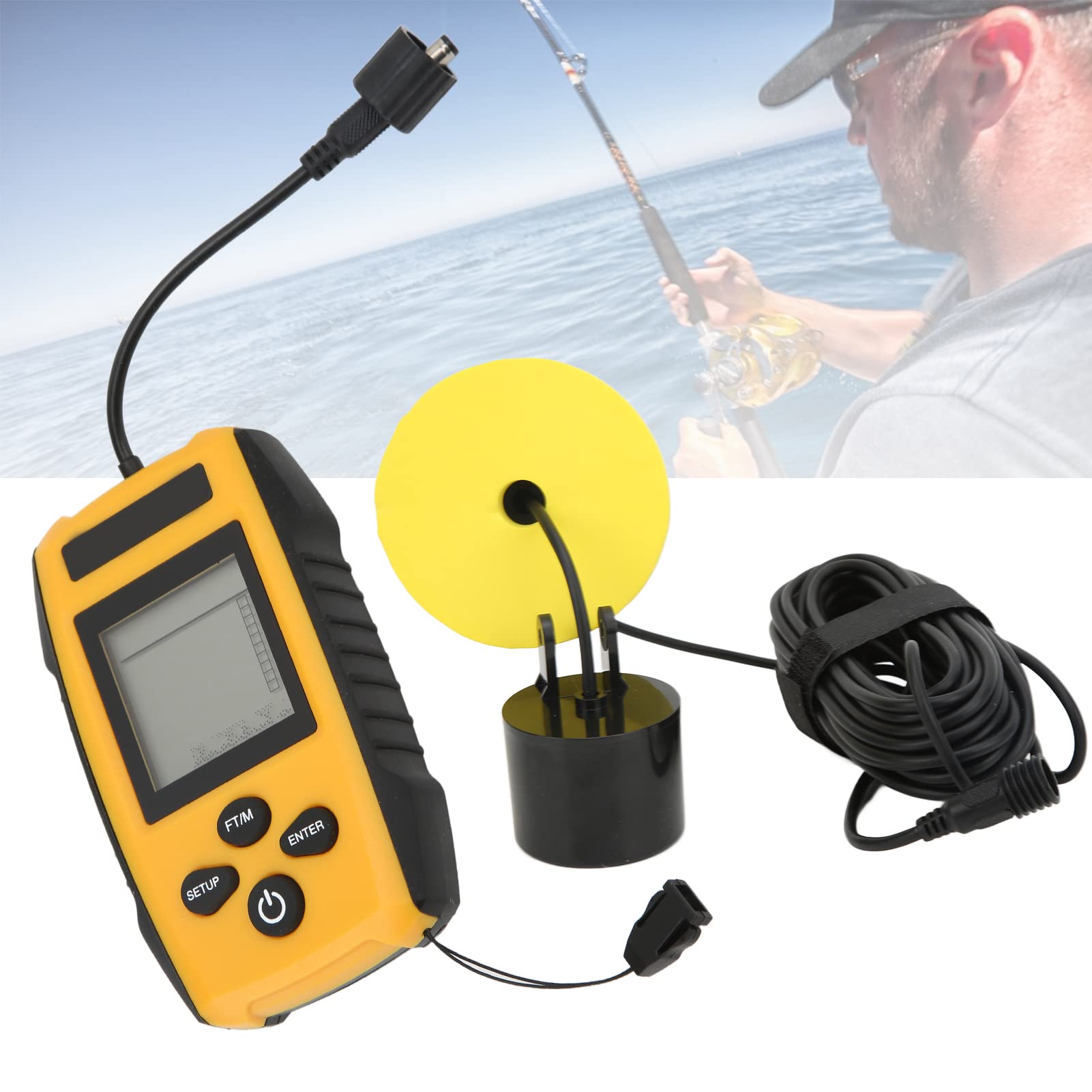 Marhynchus Finder di Pesce, LCD Multifunzione Cablato del Sonar Ad Alta Precisione Adatto per Kayak, Pesca e Al di Fuori del Rilevamento di Animali D'acqua del Molo