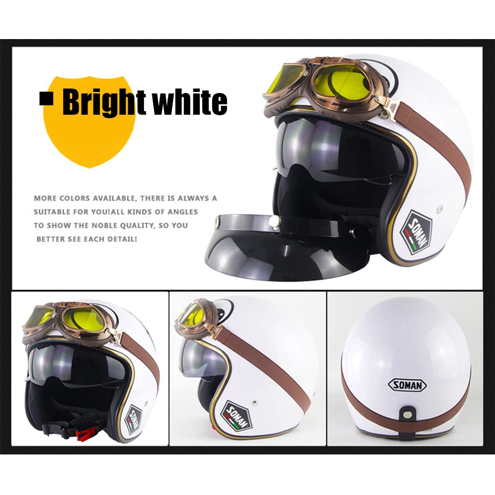 Lunettes Moto Aviateur Casque Moto Jet Vintage Avec Lunettes,retro Casque Moto Bols,ece Casque Biker
