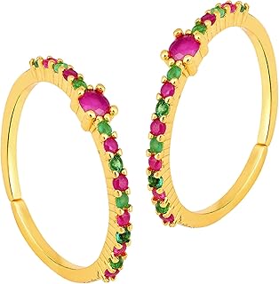 peora Gold Plated Rani Pink Cubic Zirconia Studded Stylish Toe Ring Adjustable Bichiya Fashion Jewellery-picture-40