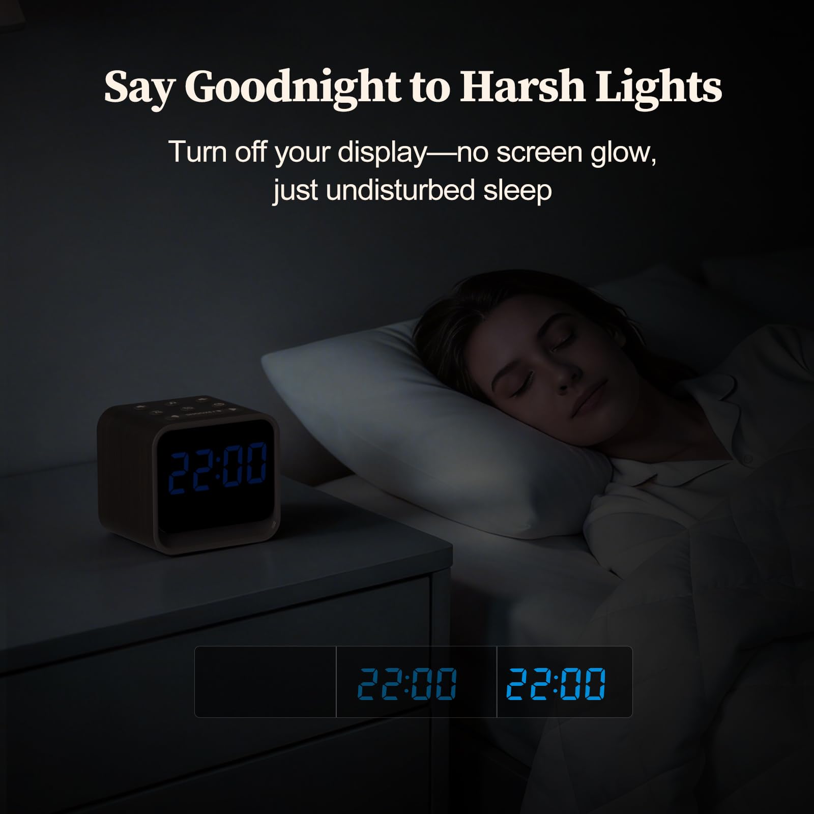 Housbay Holz Sound Machine Wecker für Schlafzimmer - Sanftes Aufwachen mit Vogelgezwitscher, weißes Rauschen zum Schlafen, kleine Digitaluhr für telefonfreie Routine - Walnussholz