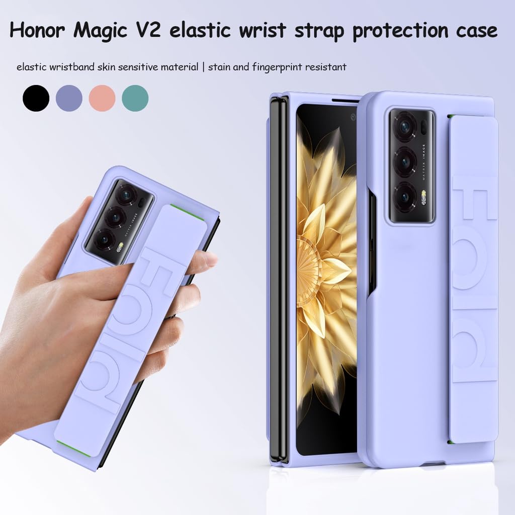 HONOR Magic V2 Simフリー 保護フィルム+ケース付き Gruattreay Compatible with Honor Magic V2 Case with Hand Strap