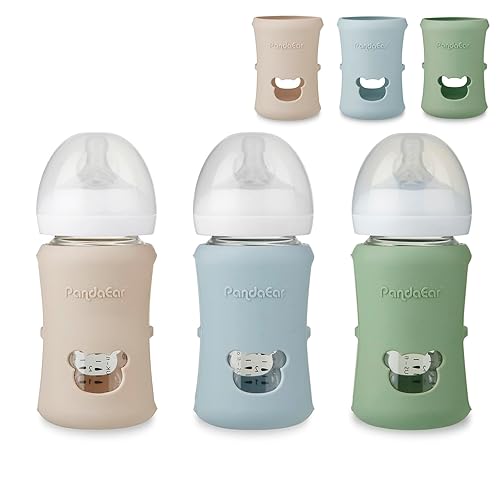 PandaEar Paquete de 3 fundas de silicona para biberones de vidrio natural Philips Avent, de 8 onzas, resistentes a los golpes y al calor, sin BPA,