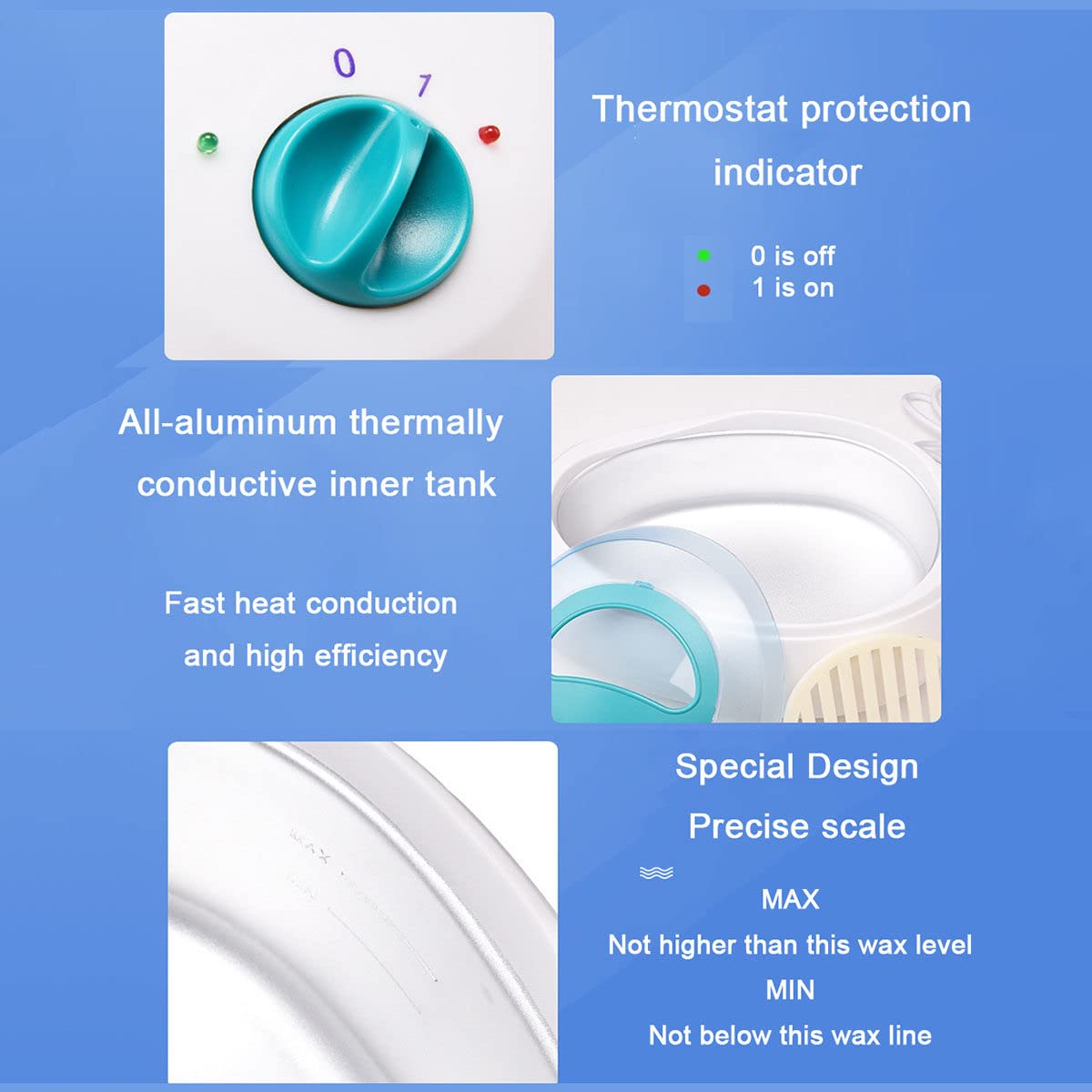 Bagni Di Paraffina Da 200 W 3 Litri Con Scudo Termico, Bagno Di Cera Di Paraffina Per Mani E Piedi, Si Prende Cura Della Pelle Ruvida, Secca O Stressata,Per Uso Domestico Nel Salone Di Bellezza,Blue