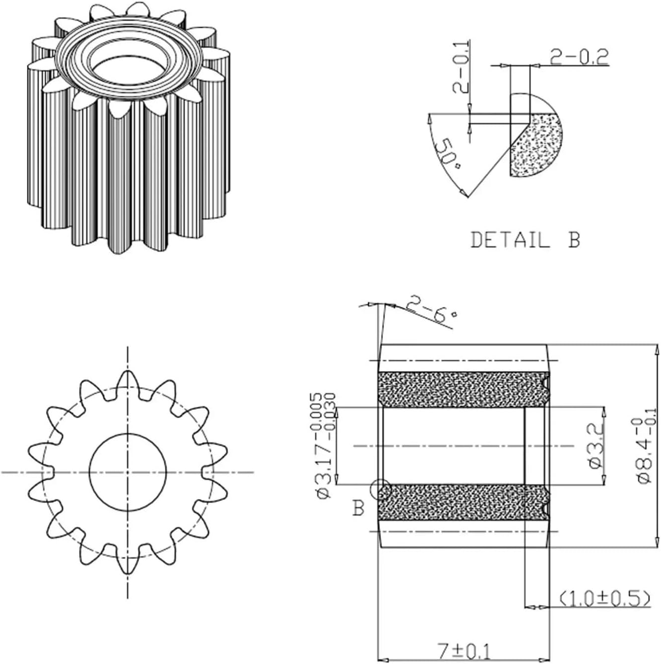 550 DC Motor 8.2mm 14 Teeth Gear 10.8-25V 25000RPM Chainsaw Micro Motor(25V)