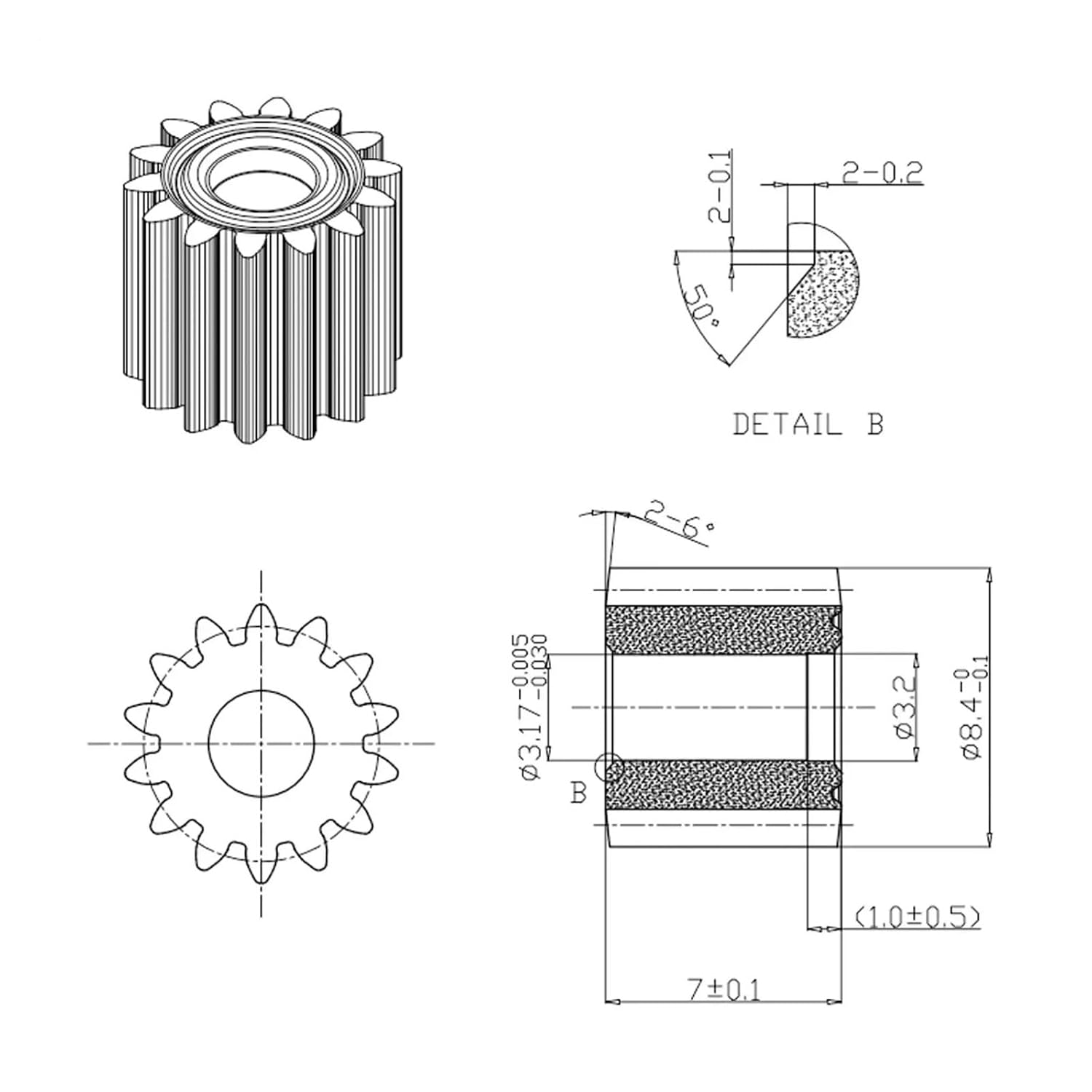 550 DC Motor 8.2mm 14 Teeth Gear 10.8-25V 25000RPM Chainsaw Micro(10.8V)