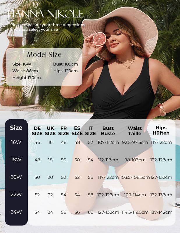 Hanna Nikole Badeanzug Damen Bauchweg Große Größen Push Up Bademode Einteiler Shape Badeanzüge Elegant Badebekleidung Crossover Monokinis Verstellbarer Schwimmanzug Komfortabel Strandmode