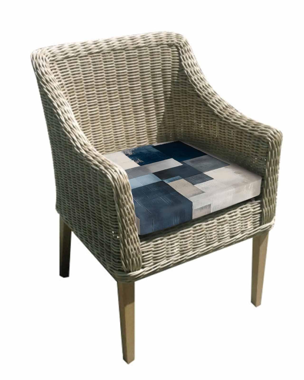 2 Pack Blue Gray Beige Waterproof Cushion Covers with Ties, Outdoor Patio Chaise Lounge Chair Seat Cushion Slip Covers Replacement(Only Cover) Retro Abstract Geometric Oil Painting 22