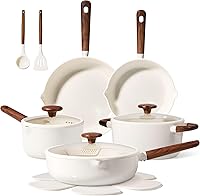 CAROTE 14-Pc Ceramic Nonstick Cookware Set - PFAS/PTFE Free, Induction Ready, Dishwasher Safe Pots & Pans