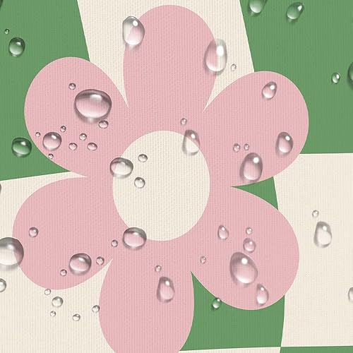 Miniatura 6 de Cortina de ducha Groovy de los años 70, bonita cortina de ducha ecléctica retro floral a cuadros, divertida cortina de ducha moderna hippie boho Y2K