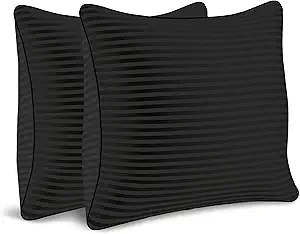 Throw Pillows Insert 18x18 Set of 2,Decorative Pillows for Couch and Bed,Indoor Square Pillow Stuffing for Living Room with Premium Original Down Alternative Filling,Black