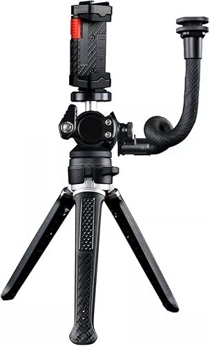 Trípode ajustable portátil y resistente, soporte para teléfono celular, cabezal de bola de 360°, mini trípode con soporte de zapata fría, tornillo