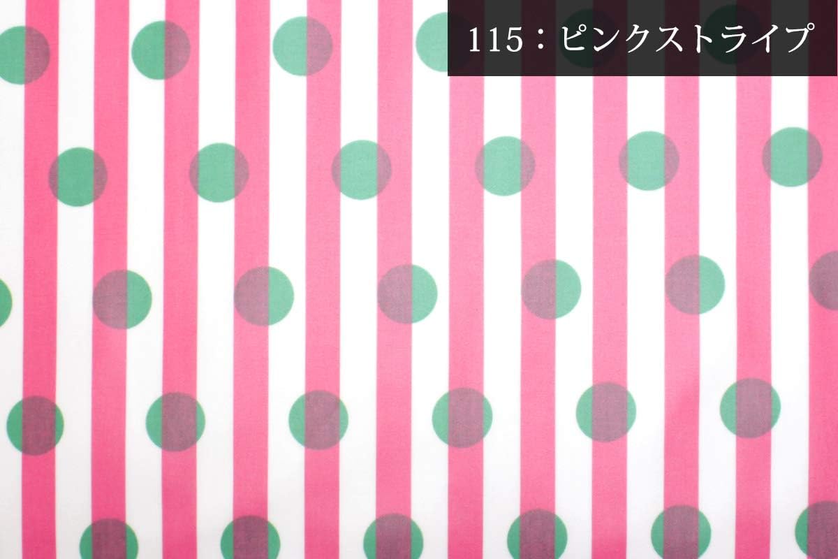 Amazon ストライプ ドットオックスラミネート加工生地 1128 No 115 ピンクストライプ 50cm単位 布 生地 通販