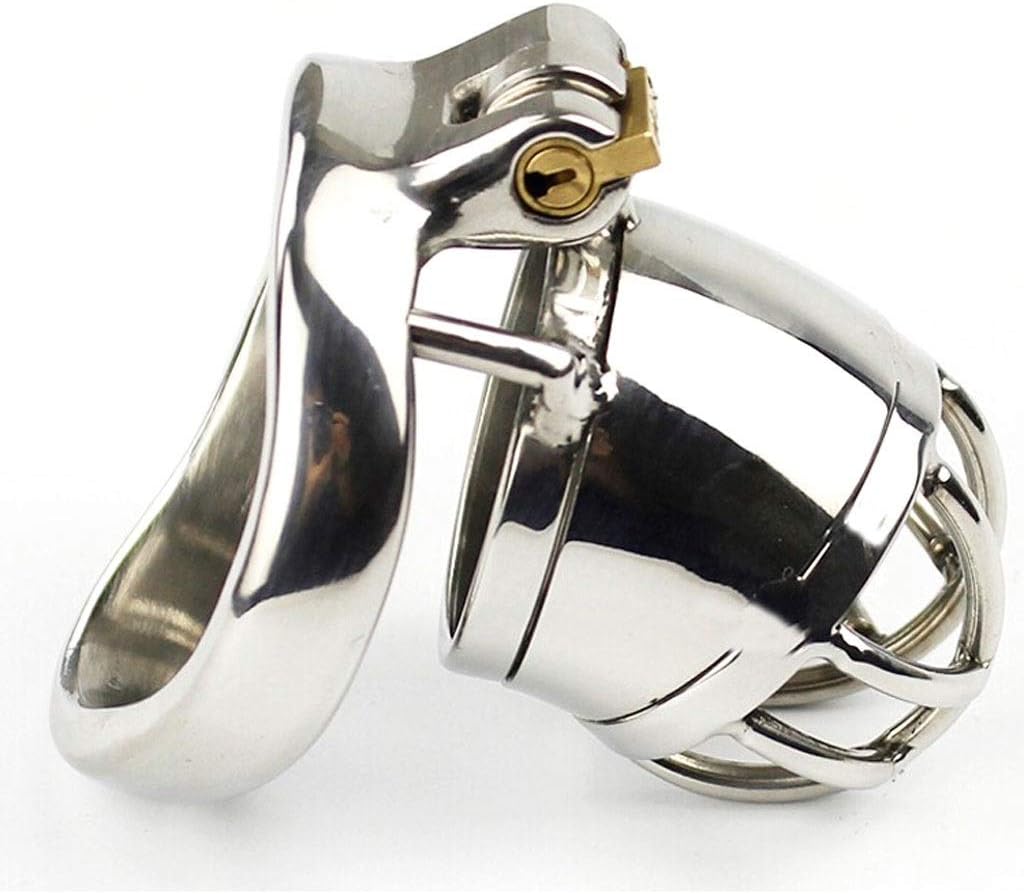 LXL Yoga Short Version of Man Stainless Steel Curved Snap Ring Chastíty Cage Device Toy Supplies T Shirt (Size : 45mm)