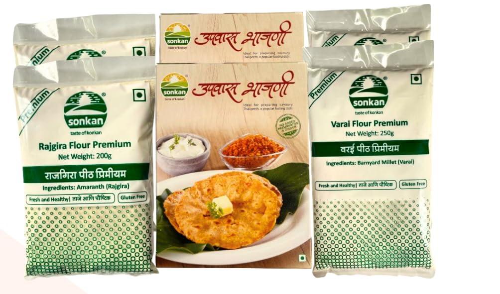 Shravan Special Combo Shrawan special Upwas Thalipeeth Bhajani Varai peeth Rajgira peeth Upwas Combo1.3 KG (2 UpwasThalipeeth Bhajani+2 Varai Flour+2 Rajgira Flour)Barnyard Millet Flour Amaranth Flour Fasting Special (B0D9LTZXB8) Amazon Price History, Amazon Price Tracker