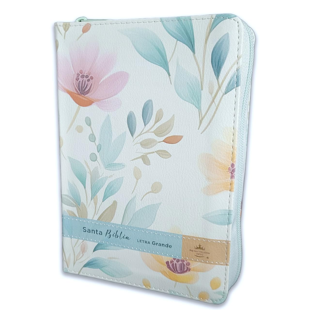 Biblia Portatil para Mujer con Cierre Letra Grande 12 puntos RV1960 flores azul con indice y canto floral      Imitation Leather – January 1, 2026