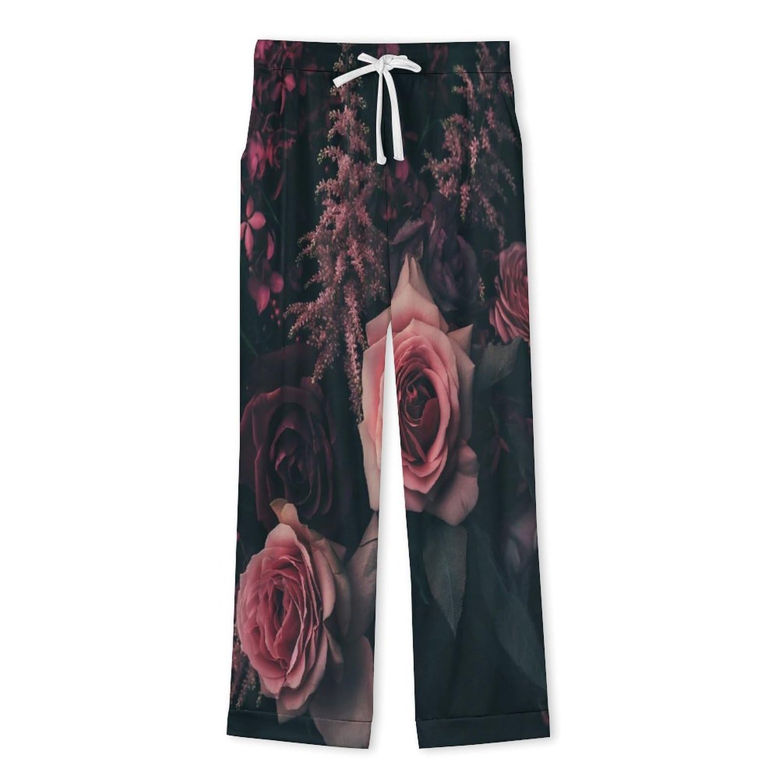 Completo Pigiama da Uomo 2 Pezzi - Rose Rosa Pigiama A Maniche Lunghe Abbigliamento da Casa 2 Pezzi Top + Pantaloni Morbido E Caldo Pigiama Autunnale E Invernale