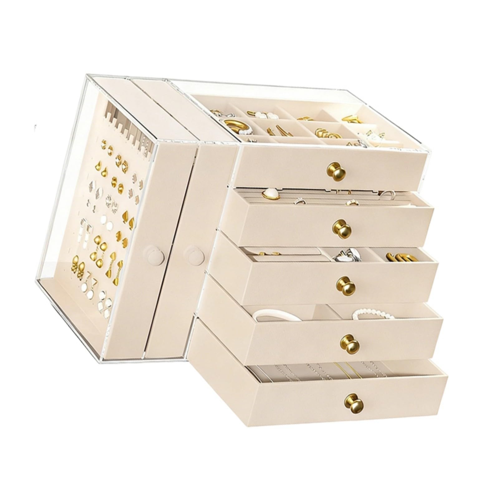 Obotsnoi 5 Layer Large Capacity Acrylic Jewelry Organiser Box for Accessories Storage Acrylic Jewelry Box
