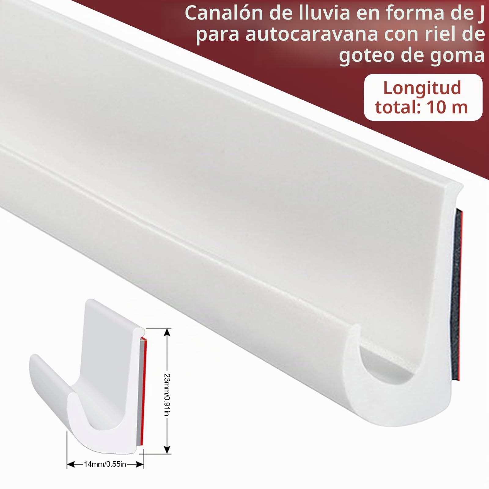 Canalones de lluvia J Shape RV, canalones de lluvia en forma de J, PVC, autoadhesivos, para vehículos, camiones, caravanas