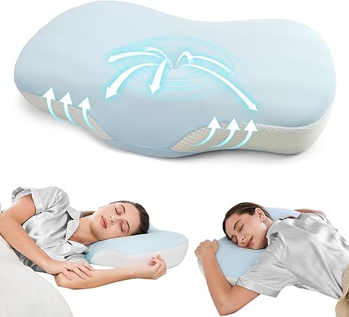 Almohada cervical ergonómica, diseño de contorno para personas que duermen de lado y de espalda, forma cervical ortopédica de espuma viscoelástica