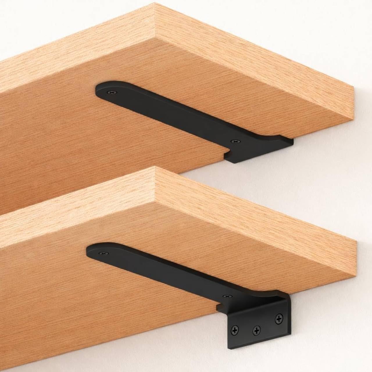 Homvex Black Floating Shelf Bracket, 6 Inch And 8 Inch, With Screws And Wall Anchors (8 Inch, 4, Pack)