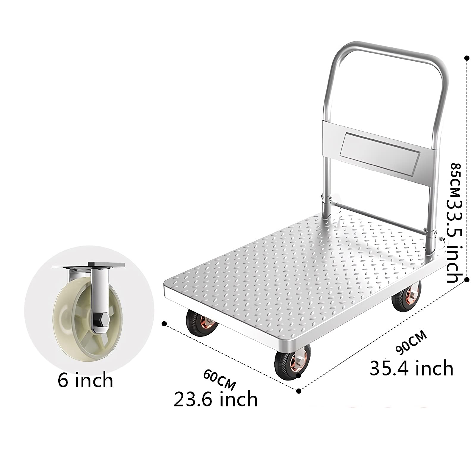 VDQUUACI Platform Truck Push Dolly Steel Platform Truck Foldable Handle for Easy Storage Multifunction Transport Moving Hand Truck for Flower Pots PC Push Cart Cart Dolly (Size : T2)
